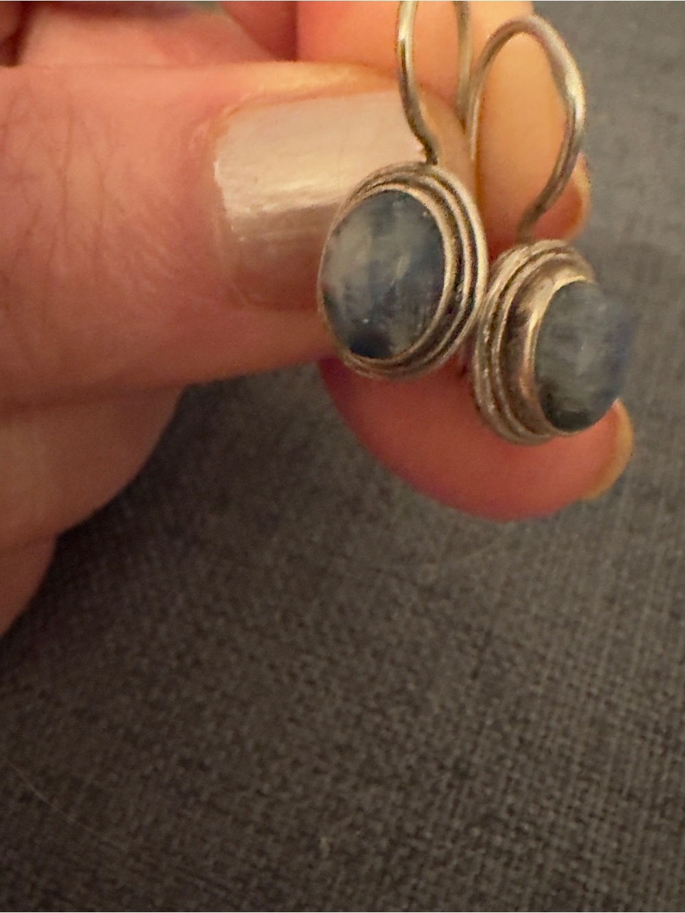 925 Sterling Silver Drop Earrings with Blue Stone vintage lot estate gift
